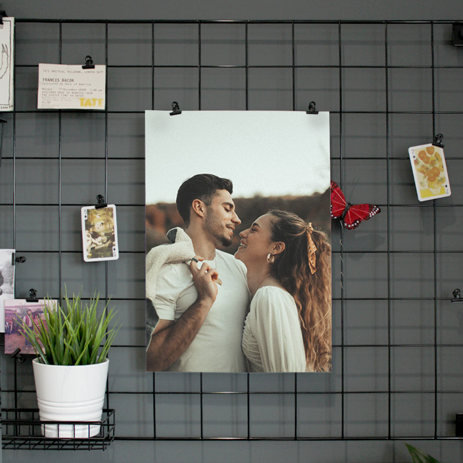Personalised photo poster displayed on a wall, printed by Picsme