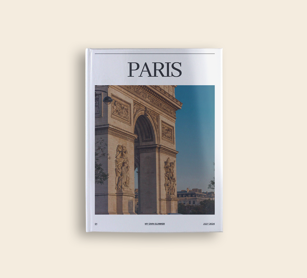 A personalised A4 hardcover photo book with a Paris travel cover