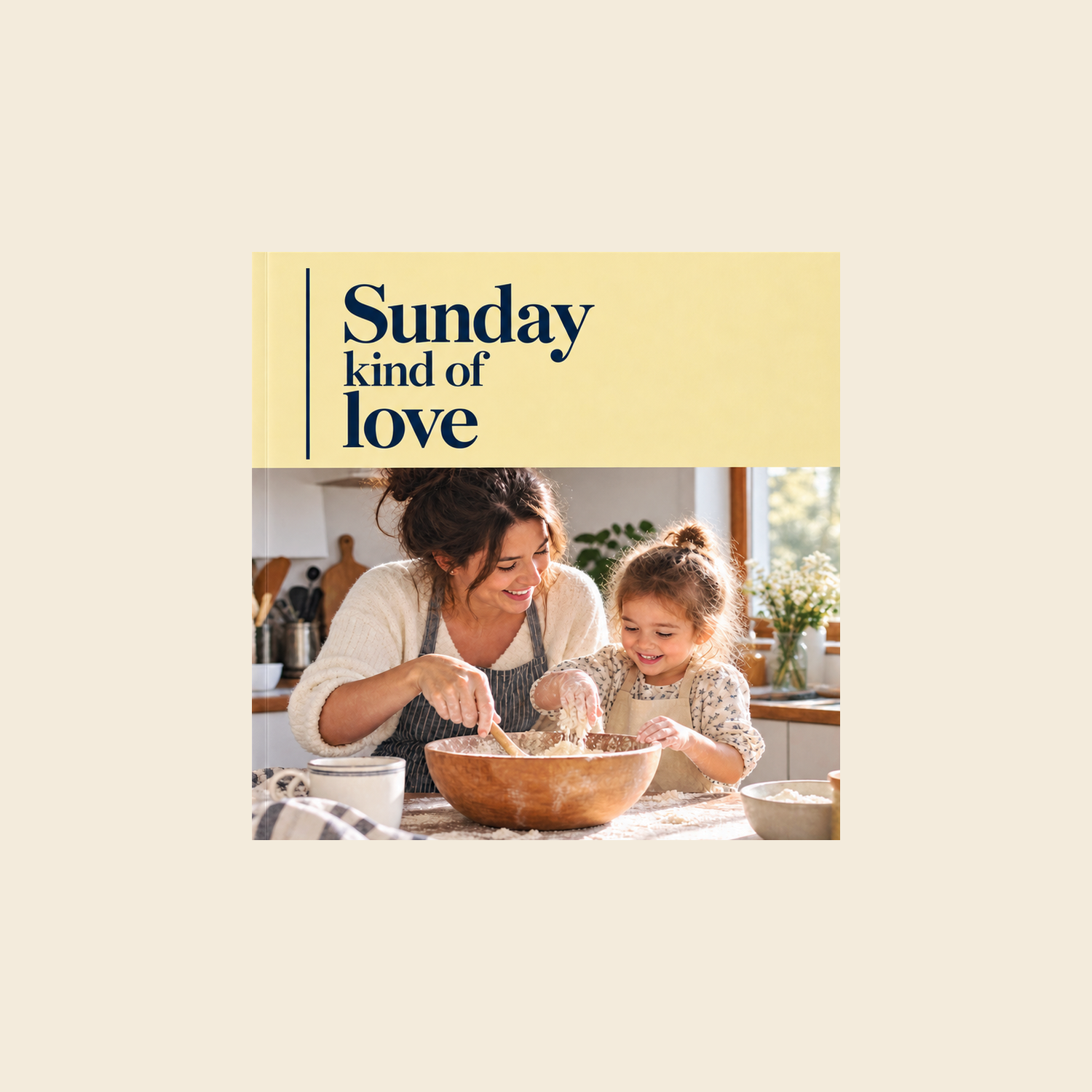 Picsme 200 mm square softcover photo book with gloss paper, showing a parent and child baking on a yellow cover.